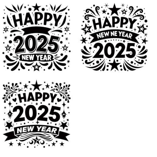 Happy New Year 2025 Iron Transfer Patch Heat Transfer Sticker Vinyl Design Iron Applique T-Shirt Clothing DIY Craft Applique Clothing Decoration (P3)