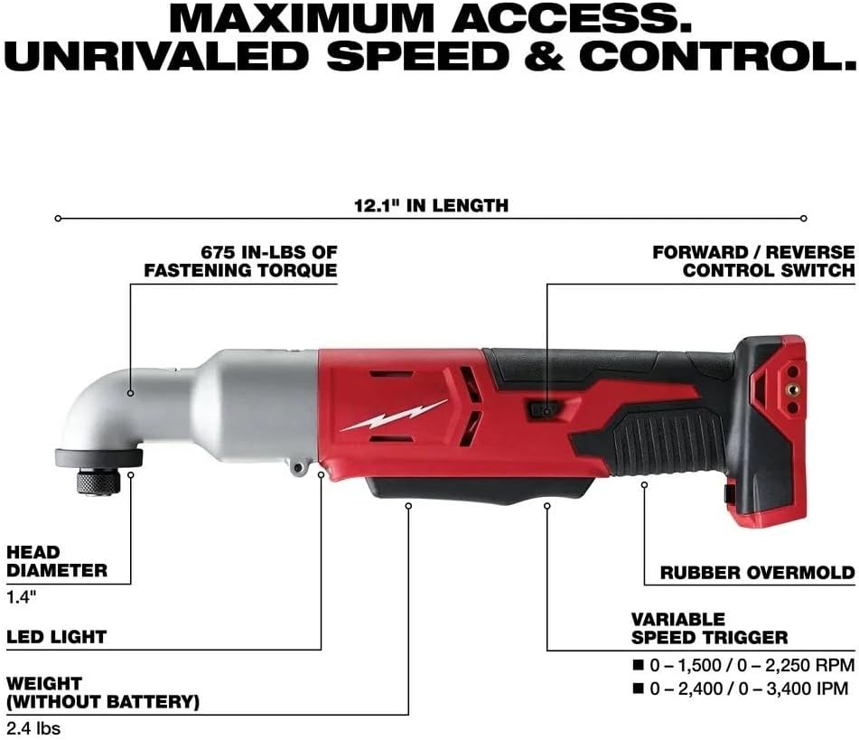 2667-20 Power Impact Drivers Fits Milwaukee M18 1/4" Cordless 2-Speed Right Angle Impact Driver