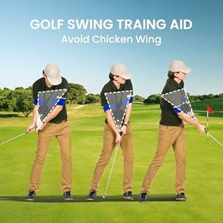 Amy Sport Golf Swing Training Aid Wrist Hinge Adjustable Arm Band with Hanger Smartball Connection Band for Correction, Men Women Ball Between Arms Practice Tool (4 Pack Blue)