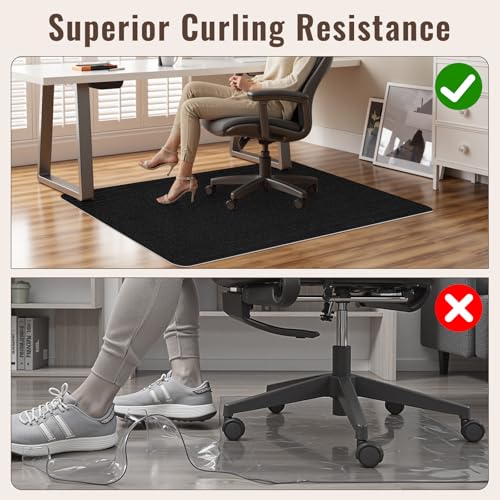 Image of Sycoodeal Office Chair Mat for Hardwood Floor,Slip Resistant Floor Mat for Office Computer Gaming Chair,Heavy Duty Floor Protector for Rolling Chairs,Easy to Clean,Black(36 inchx48 inch)