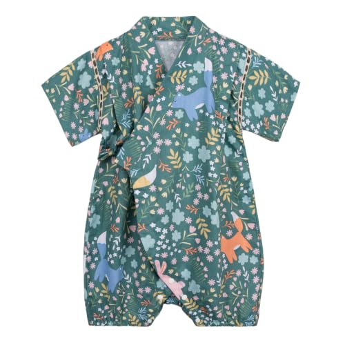 Image of Baby Japanese Kimono Robe Cotton Infant Comfy Loose Romper