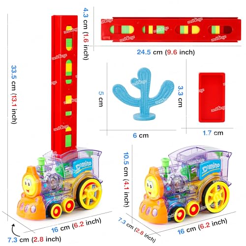 Image of Zest 4 Toyz Domino Train Toy, 40 Pieces Domino Blocks Set for Kids | Stacking Toy Block Set for 3-7 Year Old | Educational Game Play Set with Light & Sound | Toys for Boys Girls (Battery Included)
