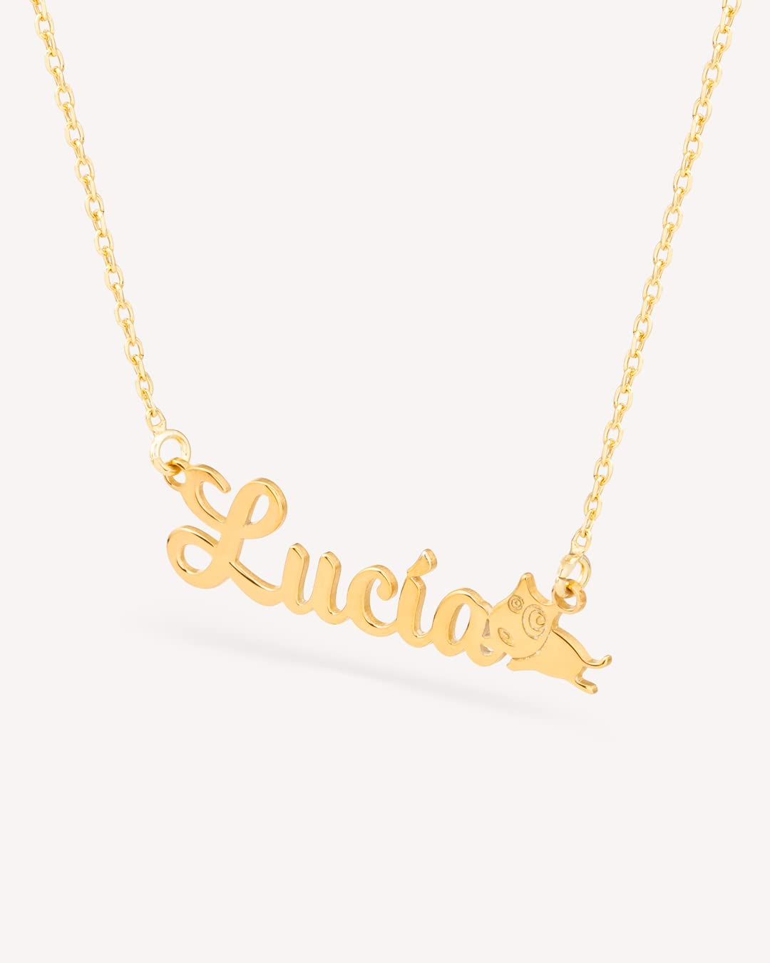 Colgante Personalizado con Nombre - Plata de Ley 925/1000 para Mujer – Collar Artesanal con Cadena Ajustable - Hecho en España (Modelo Dog Oro, Plata de Ley)