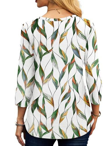 NORACORA 3/4 Length Sleeve Womens Tops Crew Neck T Shirts for Women 2025 Printed Bacic Tops3