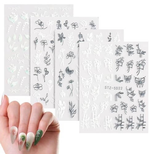-Pegatinas de arte de uñas - Pegatinas de uñas para arte de uñas | Transferencia de agua Accesorios Rose Camellia Diseños para mujeres niñas Consejos de manicura