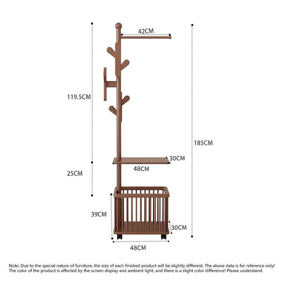 Perchero de madera maciza con forma de árbol de pasillo, mesa de noche estrecha, colgador de ropa integrado, para el suelo, dormitorio, ropa sucia, perchero para interiores, perchero de
