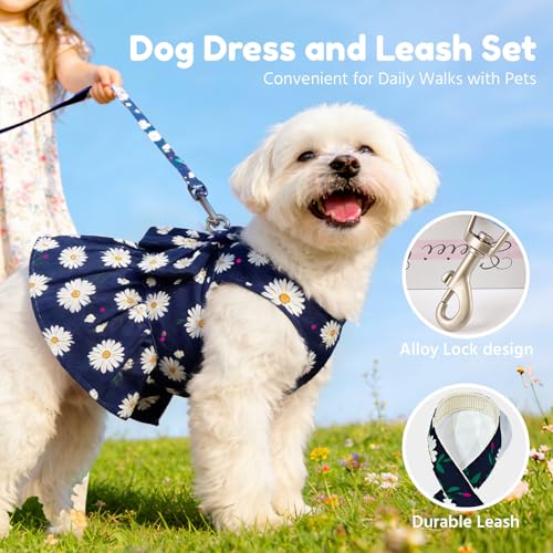 Vestido con Arnés para Perros Pequeños Azul Marino miniatura 4