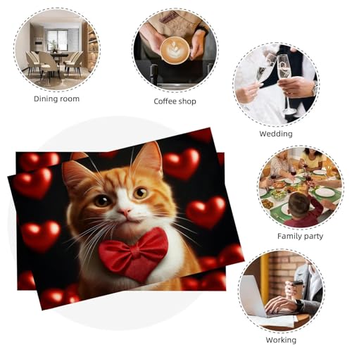 Set de table antidérapant et résistant à la chaleur chat orange - 7