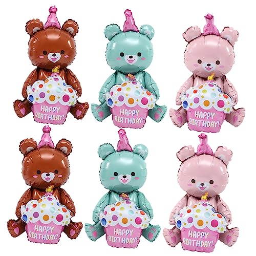 KOMBIUDA 6 Piezas De Decoraciones Con Globos Para Adornos Gigantes Osos Suministros Para Fiestas De Cumpleaños Animales Cumpleaños Bosque Papel De Aluminio