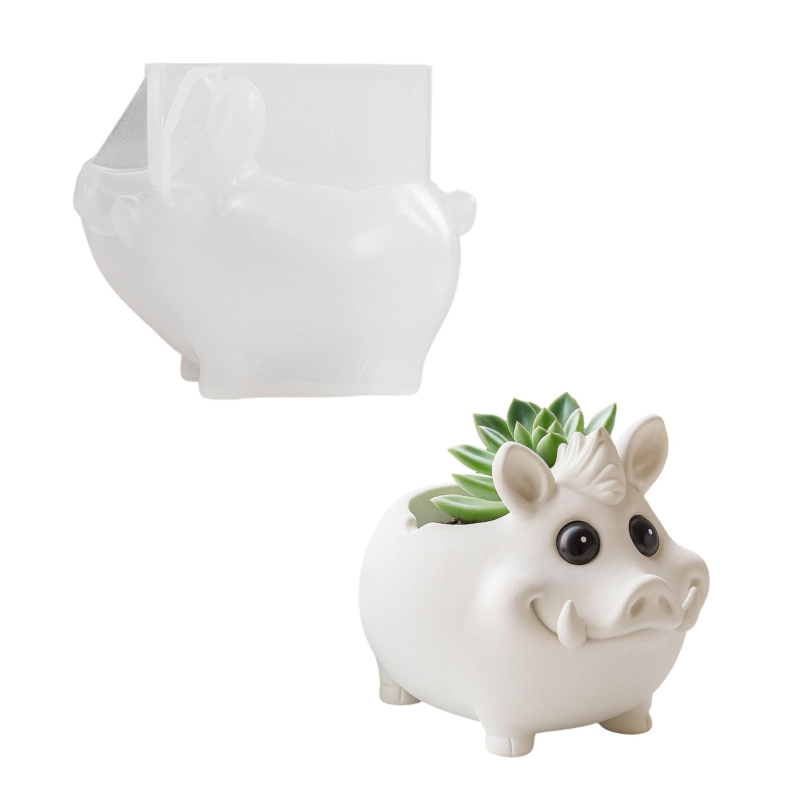 NEWFT Silicone Wild Boar Planter Craft Mold Suitable for Resin Jewelry Concrete Cement Crafting and Home Decorating Projects