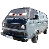 UK Custom Covers Protection d'écran compatible avec VW Transporter T3 avec yeux pour pare brise avant (style : avec yeux, gris foncé)