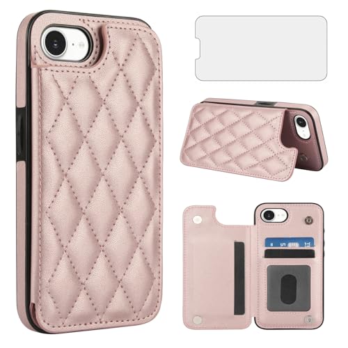 Coque iPhone 16e avec écran en verre anti-rayure et support de table intégré
