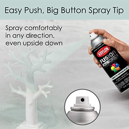 Image of Krylon Fusion All-In-One Adhesive Spray Paint for Indoor /Outdoor Use, 12 oz, Vintage Blue