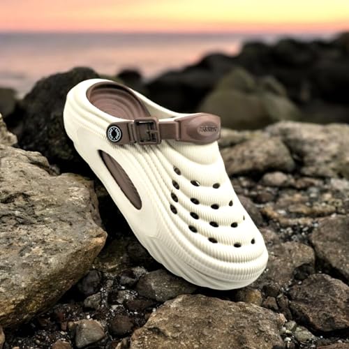 Image of Inklenzo Men's Sandals Clogs Mules for Men & Boys - CreamComfortable, Extra Soft, Lightweight, Non-Slip, Waterproof, Adjustable Back Strap, Stylish, Classic, Casual, Everyday Mules