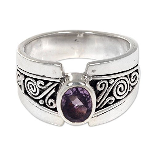 NOVICA Amethyst .925 Sterling Silver Cocktail Ring, Purple Karma