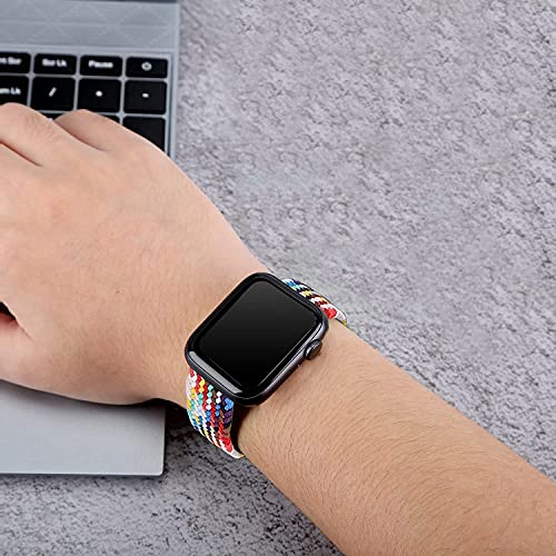 Pulseira para Apple Watch 38 mm, 40 mm, 42 mm, 44 mm, SE trançadas Correia elástica ajustável série