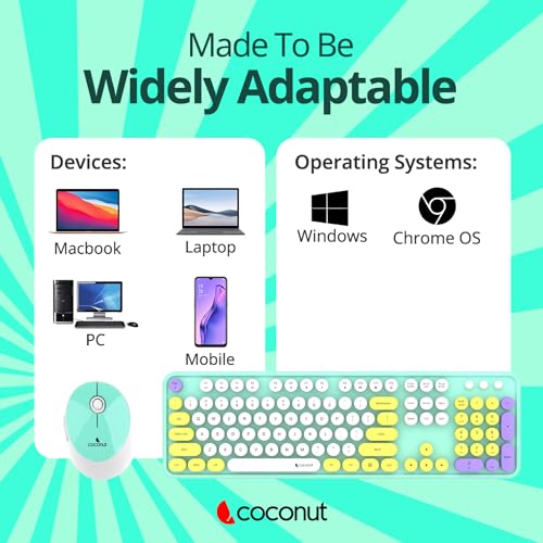 Image of Coconut Vintage Combo Retro Wireless Keyboard & Mouse 2.4G Mixed Color Keyboard Mouse Set with Round Punk 104 Keycaps (Brown)