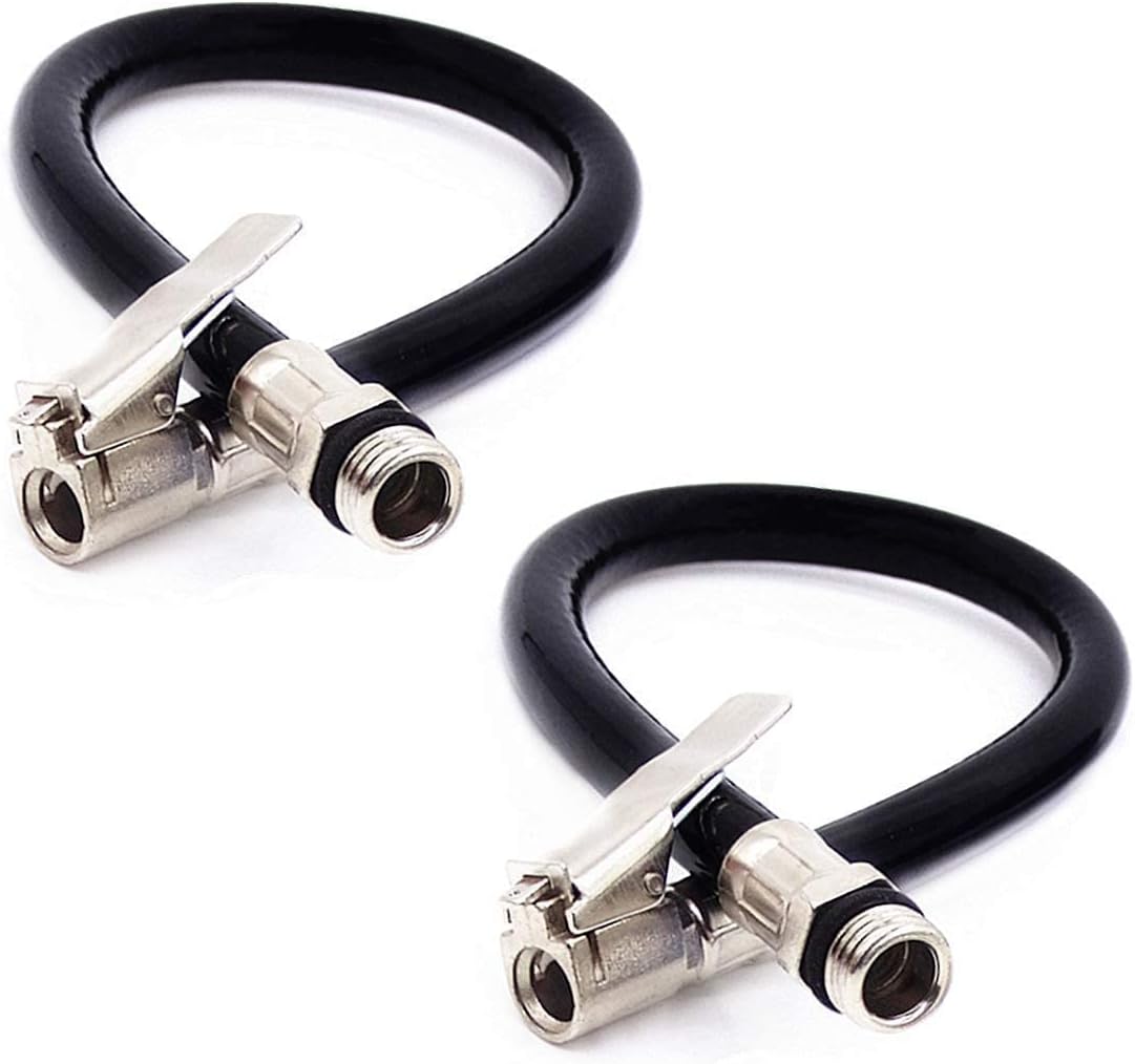NA 2 Pcs Tire Inflator Hose Car Tire Hoses Inflator Rubber Air Hose Tyre Pressure Gauge Hose for Car Motorcycle Bicycle Tyre Pressure Gauge