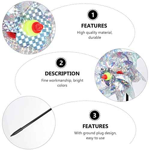 HANABASS 3 Pcs Pinwheels Reflexivos Com Estacas Extra Sparkly Pin Roda Aparelhos de Pássaros Destese