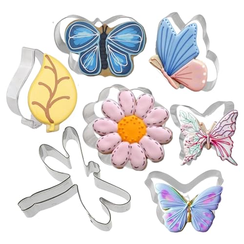 Pack of 7 Butterfly Cookie Cutter Set – Stainless Steel Cookie Cu...