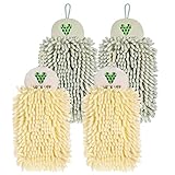 Kinlop 4 Pcs Chenille Hand Towels Hanging Chenille Hand Towels for Bathroom Hand Towels with Hanging