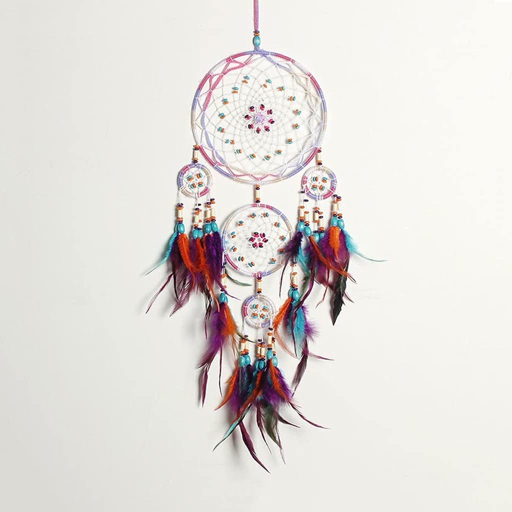 Crafts Dream Catcher Brown Wind Chimes Handmade Dreamcatcher Net for Wall Hanging Car Home Decoration (Color : Color 1) (Brown)