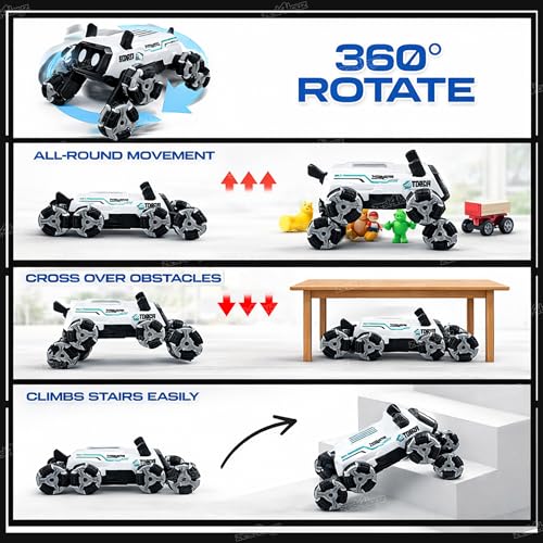 Image of Zest 4 Toyz Remote Control Car Toy for Kids Adults | Robot Dog | 8x8 Drift Robo Rechargeable RC Car | 8WD 360 Rotation Wheels | 45+ft Range 2.4GHz Remote | Light & Sound Display - Assorted