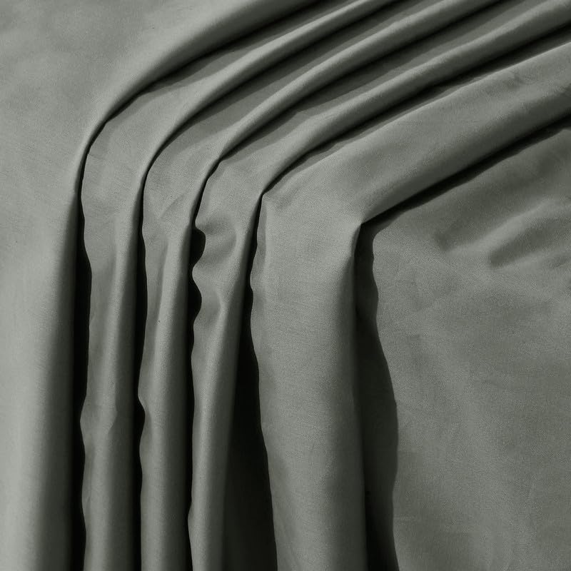 Image of Naksh Japandi Vibes Collection Elastic Fitted Bedsheets King Size 78 x 72 Inch, 210 TC Plain Pure Cotton, Grey | 1 King Size Bedsheet with Elastic Fitted and 2 Pillow Covers
