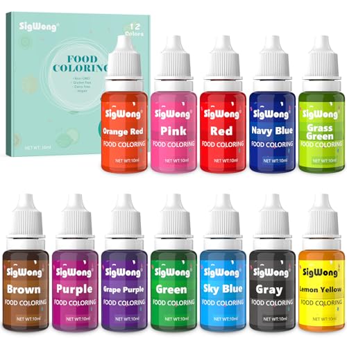 Food Colouring - 12 Color Concentrated Liquid Food Colouring Set - neon Liquid Food Color Dye for Baking Decorating Icing Cooking DIY Crafts - 10ml Bottles