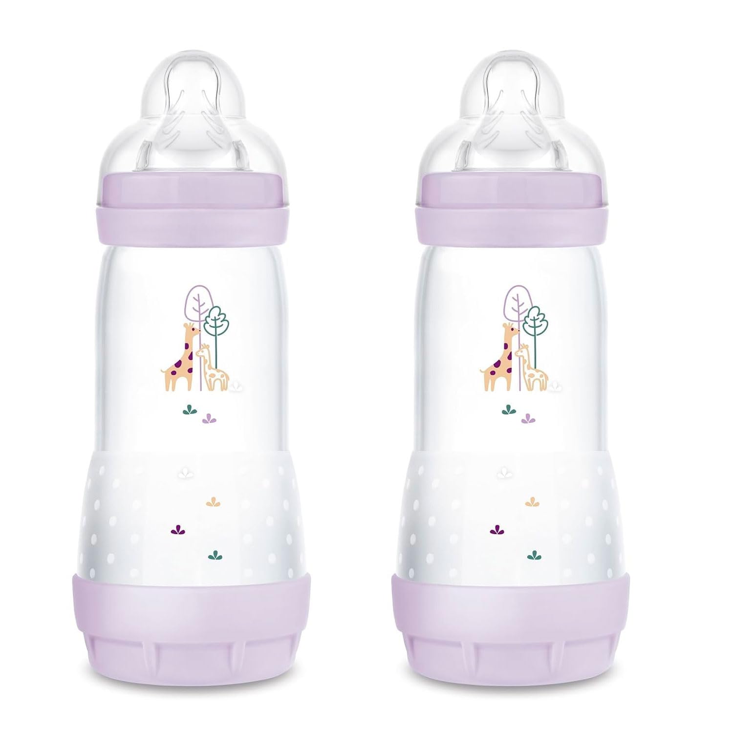 MAM Biberon anti-colique 260 ml Lot de 6 Girl Mix inclus tétine taille 1 à partir de naissance Mam Lingettes hygiéniques, Lot de 24 gratuit