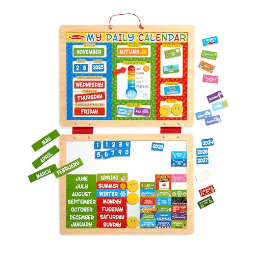 Melissa & Doug My First Daily Magnetic Calendar, Classroom Calendar for Kids Activities with Weather & Seasons, Preschool Toys for Girls & Boys Ages 4+