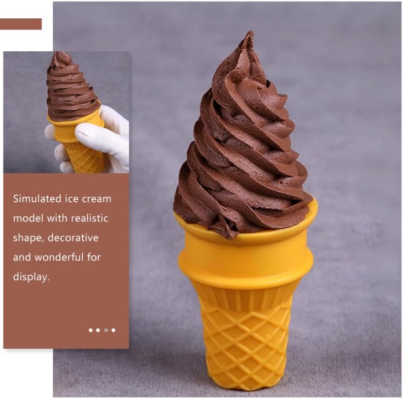 DOITOOL 2PCS Fake Ice Cream Cones Realistic Ice Cream Prop Plastic Ice Cream Cone Models Artificial Ice Cream Cones for Birthday Party Shops Decorations Photography Props