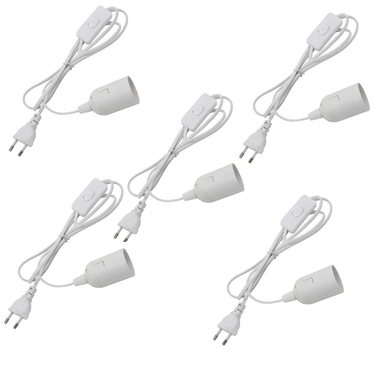 5 Pezzi Portalampada E27 con interruttore a filo cavo, E27 Portalampada, prese per paralume con spine,portalampada a sospensione con presa elettrica,Per Loft Garage Illuminazione
