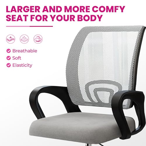 Image of Casa Copenhagen Mesh Mid Back Office /Study /Computer /Revolving /Desk Chair for Work from Home -Metal Base, Height Adjustable Seat - Oak Grey & Black Handle