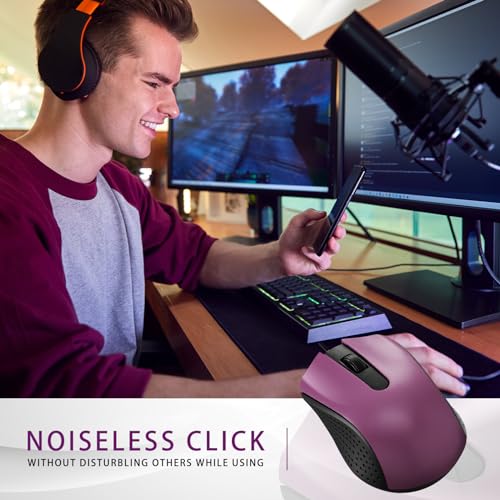 Mouse con cable USB para estudiantes: lote de 30 unidades de color morado 5