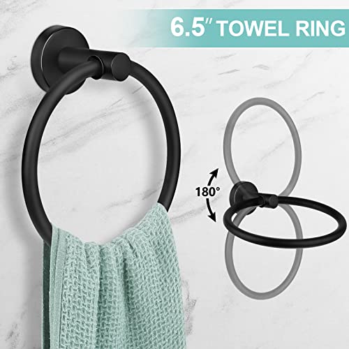 7-Pieces Bathroom Hardware Set, Wall Mounted Bathroom Accessories Set,Matte Black Bathroom Hardware Set Includes Bathroom Towel Rack,Toilet Paper Holder,Towel Ring,2 Towel Hooks,2 Adhesive Towel Hooks 7-Pieces Bathroom Hardware Set, Wall Mounted Bathroom Accessories Set,Matte Black Bathroom Hardware Set Includes Bathroom Towel Rack,Toilet Paper Holder,Towel Ring,2 Towel Hooks,2 Adhesive Towel Hooks
