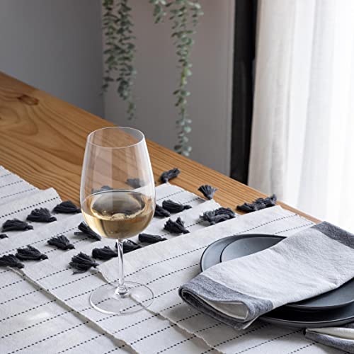 Folkulture Placemats Set Of 6, 100% Cotton Ribbed Place Mats 14 X 19 Inches With Cute Tassels, Table Mats For Farmhouse Table Decorations, Modern Boho Placemats For Dining Table, Charcoal Gray #TOP5
