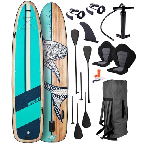 BRAST® SUP Board Family | Aufblasbares Stand up Paddle Set XXL | 370x87x15cm bis 210kg | 7 Designs...