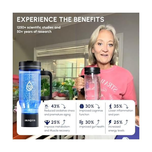 Hydrogen Water Bottle - 3X More Hydrogen Concentration - 32oz Hydrogen Water Bottle Generator - Portable Hydrogen Water Machine | Certified H2 Generator - HydroStanley Black - Image 7