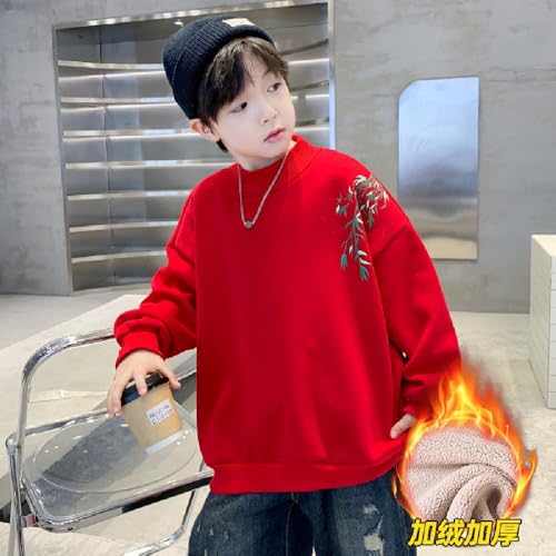 Chinese New Year Boys' fleece-lined thickened red sweater fall winter fashion top4