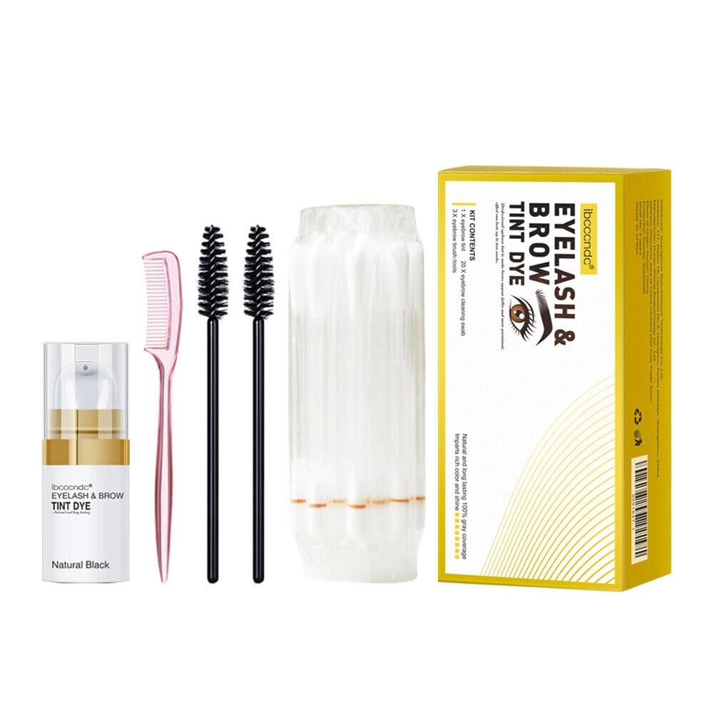 SWEIEyelash & Brow Tint Dye Color Kit (#01 Natural Black) | Brow and Lash Tinting Set Professional and Home Use | Long-Lasting Sweatproof Waterproof Eyebrow Dye Kit | Eyebrow, Lash Color Kit