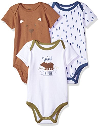 Hudson Baby Unisex Cotton Bodysuits, Bear, 0-3 Months