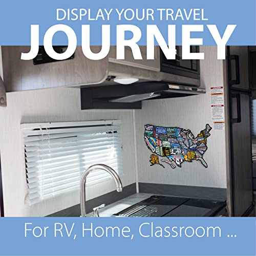 Image of RV State Travel USA Map Vinyl Sticker - Camper Trailer Decals for Window with State Flag - Road Trip Map of America - Waterproof, UV Protection for Window, Door or Wall (License Plate)