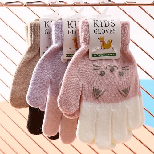 Cartoon Bear Cat Pattern Glove Winter Warm Gloves Boys Girls Kids Outdoor Playing Winter Gloves for 4-8 Years Old4