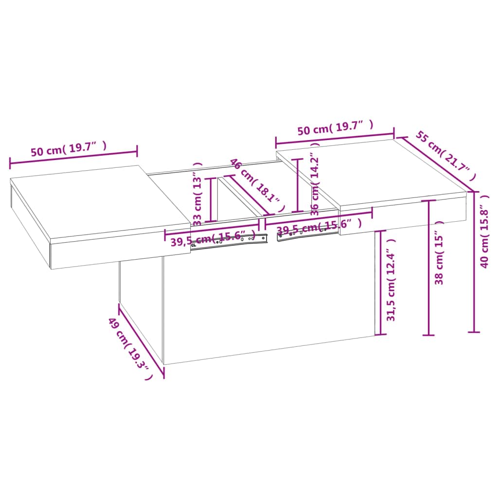 vidaXL Mesa de Centro Madera de ingeniería Blanco 100x55x40 cm
