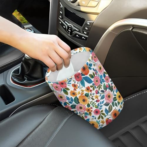 Image of Daisy Rose Car Trash Can Foldable Rubbish Bin Basket Bag Hanging Cup Holder Organizer with Strap Mini Car Interior Accessories for Fit Most Cars, SUVs, Trucks