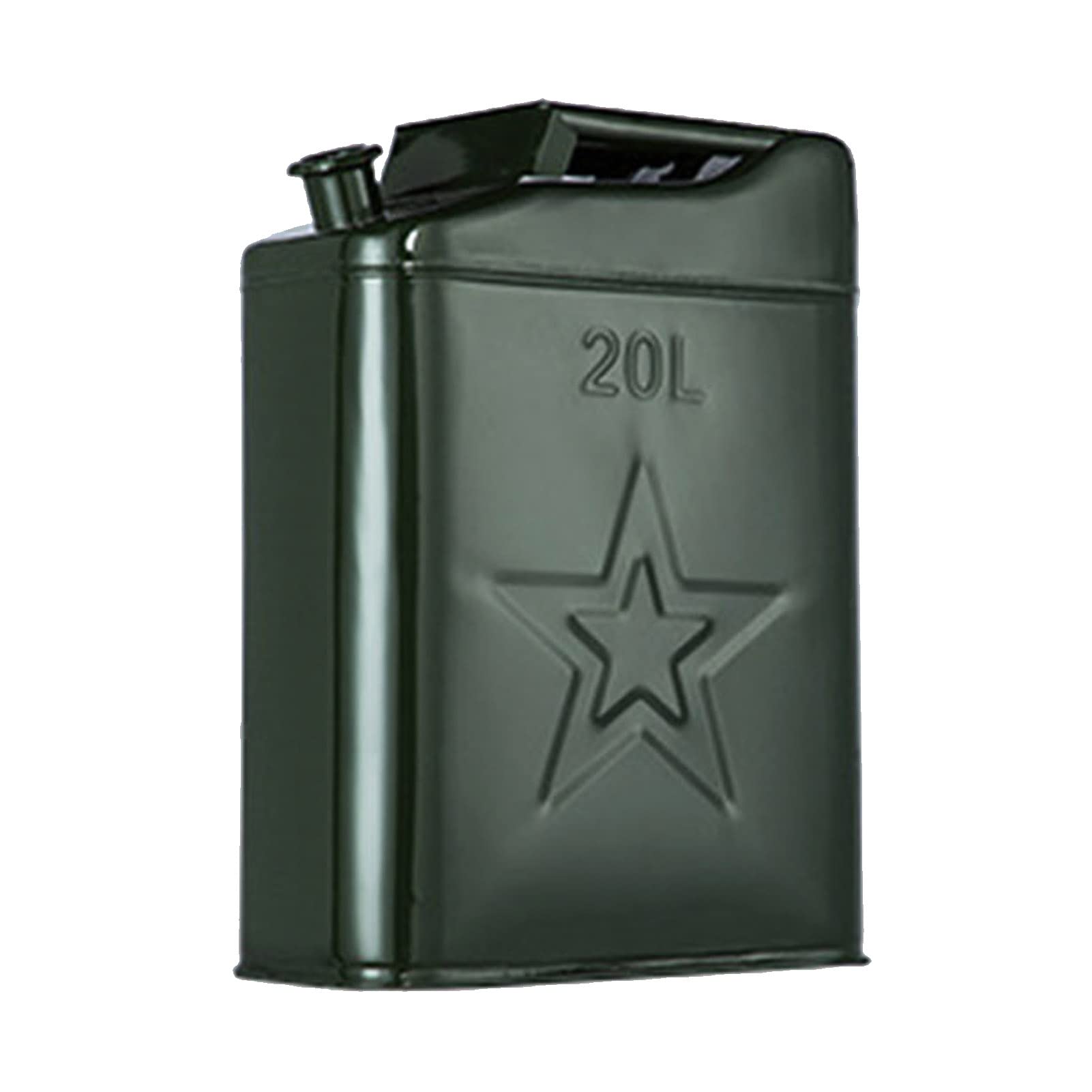 Bidon en métal vert pour carburant et moto avec support