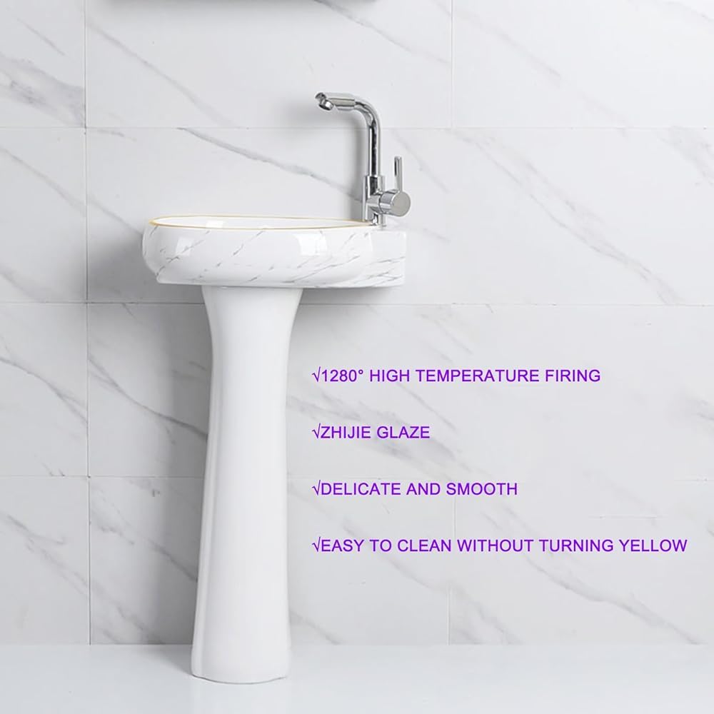 Wolnostojący zlew ceramiczny z przelewem, oszczędzający miejsce design do nowoczesnych łazienek