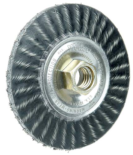 Image of Weiler 35800 Mini Roughneck 4 inch Polyflex Encapsulated Stringer Bead Wheel, 0.020 inch Steel Wire Fill, 5 /8 inch-11 UNC Nut, Made in The USA (Pack of 5)
