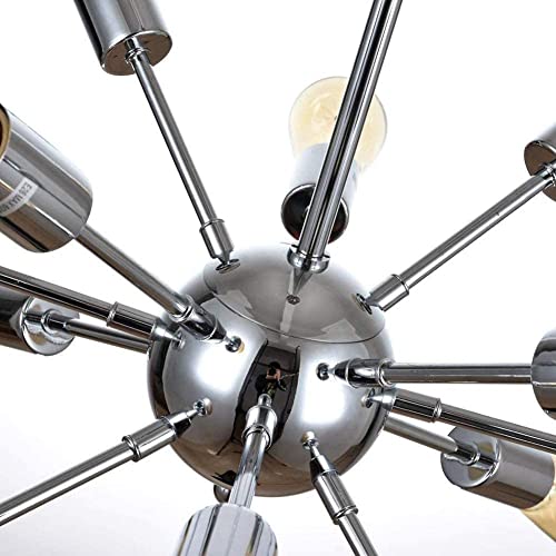 Chandelier chrome 9 branches structure métallique 12 head rétro